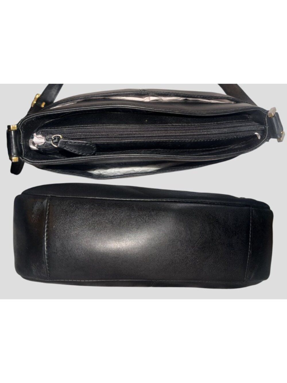 VTG Etienne Aigner Shoulder Bag Black Leather Brass Pocket Purse Horseshoe Logo - Picture 8 of 11